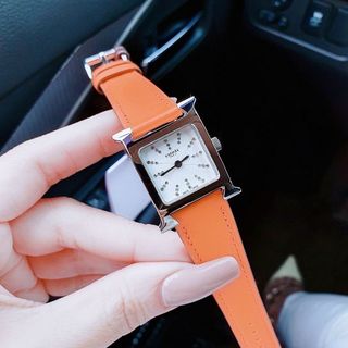 ĐỒNG HỒ NỮ CAO CẤP HERMET NIỀNG THÉP BẠC DÂY DA GIÁ MỚI