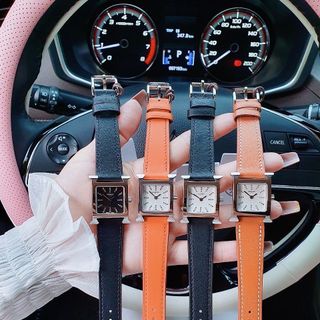 ĐỒNG HỒ NỮ CAO CẤP HERMET NIỀNG THÉP BẠC DÂY DA GIÁ MỚI