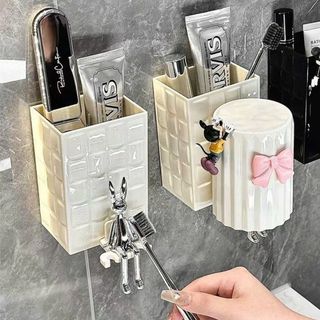 Kệ để bàn chải kèm cốc ( tặng kèm phụ kiện nơ)