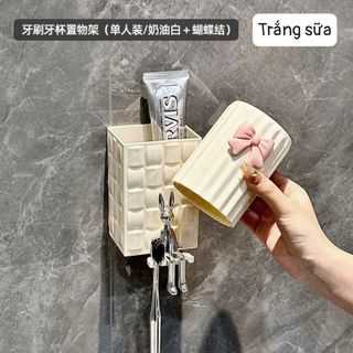 Kệ để bàn chải kèm cốc ( tặng kèm phụ kiện nơ)