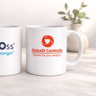 Ly sứ trắng quai tròn cao cấp in hình theo yêu cầu