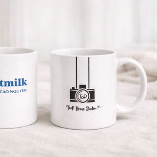 Ly sứ trắng quai tròn cao cấp in hình theo yêu cầu