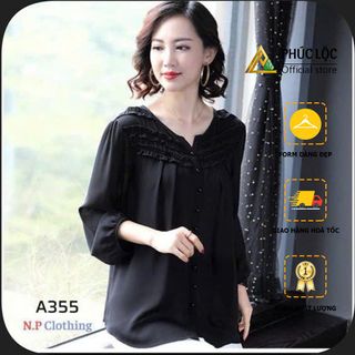 Áo Cổ Tròn Nút Sơ Mi Thời Trang Trung Niên