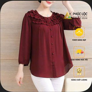 Áo Cổ Tròn Nút Sơ Mi Thời Trang Trung Niên