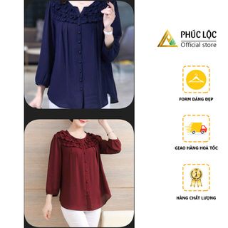 Áo Cổ Tròn Nút Sơ Mi Thời Trang Trung Niên