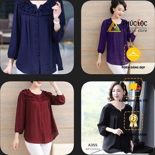 Áo Cổ Tròn Nút Sơ Mi Thời Trang Trung Niên