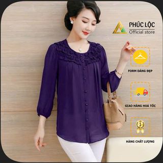 Áo Cổ Tròn Nút Sơ Mi Thời Trang Trung Niên