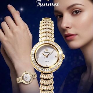 ĐỒNG HỒ NỮ CHÍNH NGẠCH FUNMEI F2049 ĐÍNH PHA LÊ FULLBOX  HOÁ ĐƠN