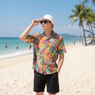 Áo sơ mi  thiết kế HOẠ TIẾT nam. Chất COTTON LỤA , mịn , thoáng thấm hút ok.