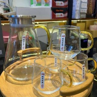 Bộ Bình 4 Cốc Thủy Tinh GPH 78 Trắng quai vàng (THÙNG 6B)