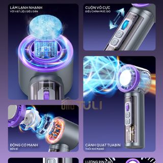 Quạt mini có sò lạnh TULI TL-QCT01, 100 Cấp độ, Pin 3000mAh, Màn hình LED hiển thị,Bảo Hành 12 Tháng