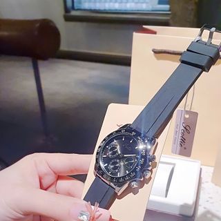 ĐỒNG HỒ NAM CHÍNH HÃNG SCOTTYE CHRONOGRAPH DÂY SILICON ĐEN FULLBOX