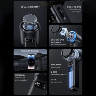 Quạt Cầm Tay Mini 100 Cấp Độ TULI TL-QCT02, Có Sò Lạnh, Pin 4800mAh, Kèm Giá Đỡ Để Bàn, BH 12 Tháng