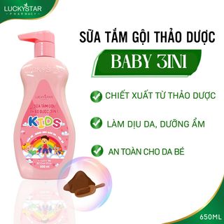 Sữa Tắm Gội Thảo Dược Baby 3IN1 Lucky Star Kids - HỒNG