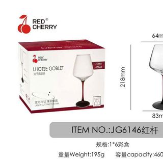 EJ6146 - Ly rượu vang chân đỏ 460ML (THÙNG 48C)