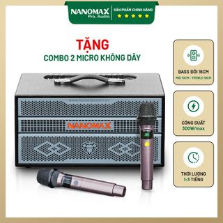 Loa Karaoke Xách Tay Nanomax K03 Bass Đôi 16cm 300w
