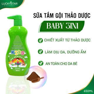 Sữa Tắm Gội Thảo Dược Baby 3IN1 Lucky Star Kids - XANH
