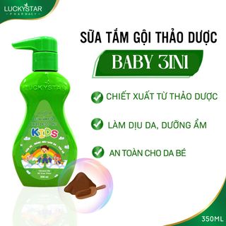 Sữa Tắm Gội Thảo Dược Baby 3IN1 Lucky Star Kids - XANH