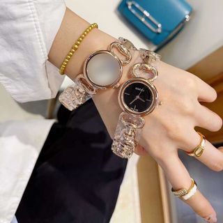 SĂN SALE ĐẦU NĂM ĐỒNG HỒ NỮ THỜI TRANG GUCHI MẶT TRÒN DÂY LẮC VÀNG