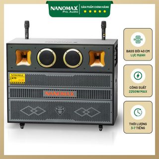 Loa Kéo Bình & Điện Nanomax Pro-300 Bass Đôi 40cm 2250w