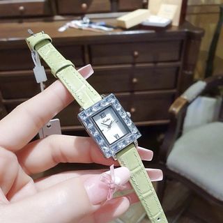 ĐỒNG HỒ NỮ CHÍNH HÃNG SCOTTYE DÂY DA XANH MINT MẶT CHỮ NHẬT