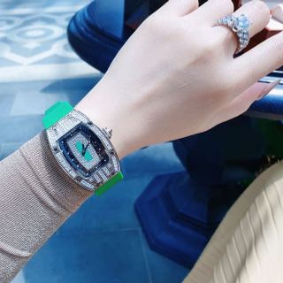 SĂN SALE ĐẦU NĂM ĐỒNG HỒ NỮ SIÊU CẤP RITRARD MILLER DÂY CAO SU MẶT CHỮ NHẬT VIỀN PHA LÊ