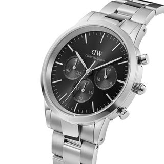 ĐỒNG HỒ NAM CAO CẤP D WELLINGTON ICONIC CHRONOGRAPH DÂY THÉP FULLBOX TEM BẠC VÀ ĐEN