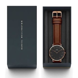 ĐỒNG HỒ NAM NỮ CAO CẤP D WELLINGTON CLASSIC BLACK DÂY DA HỘP NƠ TEM