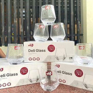 Bộ 6 Cốc Thủy Tinh Góc Cạnh Sần (THÙNG 12B)