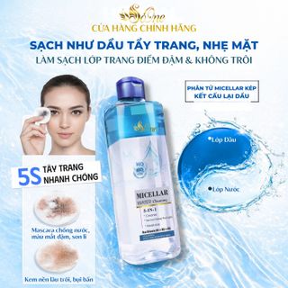 Nước Tẩy Trang SoOne Làm Sạch Sâu Da Trang Điểm Đậm, Không Cồn, Parapen, Hương Liệu, Dưỡng Ẩm, Dịu Da Nắp Xanh Đậm