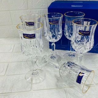 BỘ 6 LY THUỶ TINH UỐNG RƯỢU VIỀN VÀNG CÓ CHÂN DSJ0321R (T12)