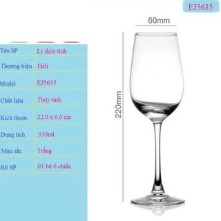 BỘ 6 LY THUỶ TINH UỐNG RƯỢU VANG 330ML EJ5635