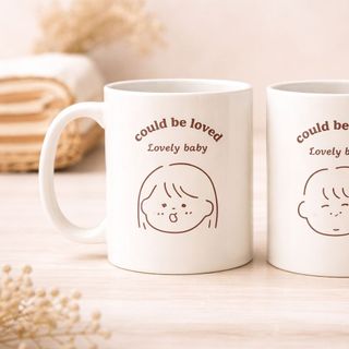 Ly sứ trắng in Lovely baby