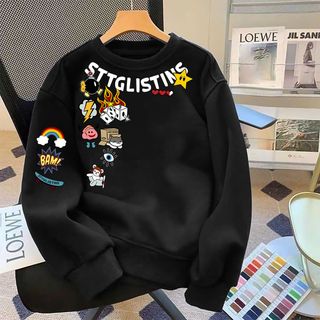 Áo Sweater Cổ tròn tay dài chất vải nỉ bông dày dặn mềm mịn in hoạt hình MÃ 1600