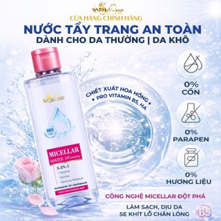 Nước Tẩy Trang SoOne Dành Cho Da Khô, Da Nhạy Cảm, Làm Sạch Sâu, Dưỡng Ẩm, Mềm Mịn Da, Không Cồn, Không Paraben, Không Hương Liệu Nắp Hồng