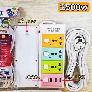 Ổ CẮM ĐIỆN SOCKET DÂY DÀI 5M NĐ 614U