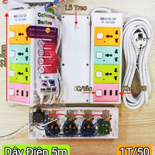 Ổ CẮM ĐIỆN SOCKET DÂY DÀI 5M NĐ 614U