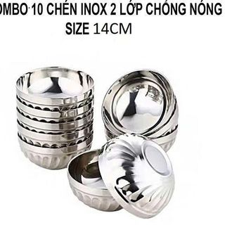 CHÉN INOX XOẮN 2 LỚP 14CM