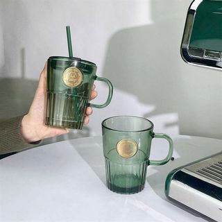 Ly CốcThủy Tinh Màu Xanh Kèm Ống Hút (THÙNG 58C)