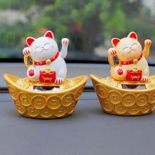 CHÚ MÈO MAY MẮN NGỒI TRÊN THỎI VÀNG