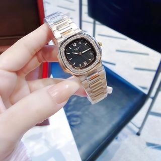 ĐỒNG HỒ NỮ CAO CẤP FATEK MẶT VUÔNG MÁY PIN DÂY THÉP MẠ PVD VIỀN HỘT MINI