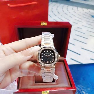 ĐỒNG HỒ NỮ CAO CẤP FATEK MẶT VUÔNG MÁY PIN DÂY THÉP MẠ PVD VIỀN HỘT MINI