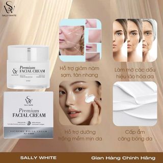 Kem dưỡng trắng SALLY WHITE - PREMIUM FACIAL CREAM 25g giúp làm mờ thâm sạm giảm nếp nhăn căng bóng