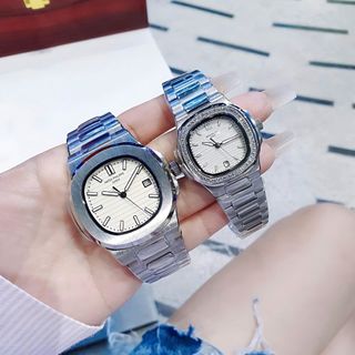 ĐỒNG HỒ COUPLE CAO CẤP FATEK MẶT VUÔNG DÂY THÉP