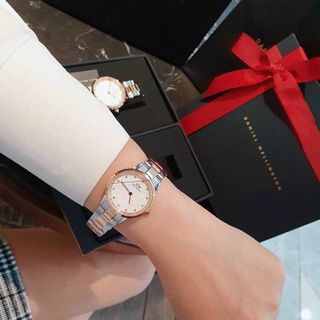 ĐỒNG HỒ NỮ CAO CẤP D WELLINGTON ICONIC LUMINE THÉP DEMI HỒNG FULLBOX TEM