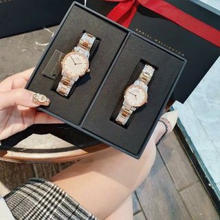 ĐỒNG HỒ NỮ CAO CẤP D WELLINGTON ICONIC LUMINE THÉP DEMI HỒNG FULLBOX TEM