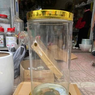 Bình Sâm Ngâm Rượu Trụ Thủy Tinh Nắp Vặn Vàng 25L ( THÙNG 4C )