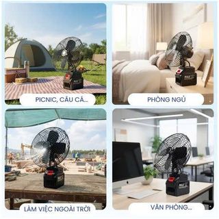 Quạt Tích Điện Lithium 8inch - Pin 10 cell