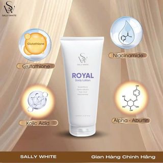 Combo 3 Kem body SALLY WHITE-ROYAL BODY LOTION 200ml cấp ẩm, giảm thâm sạm, giúp da trắng mịn màng