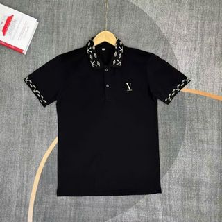 áo polo đen thêu v hàng bao đẹp